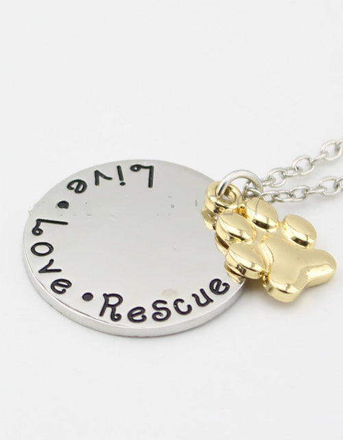 Load image into Gallery viewer, Pet Lover Dog Paw Necklace or Keychain "Live · Love · Rescue" by Furr Baby Gifts
