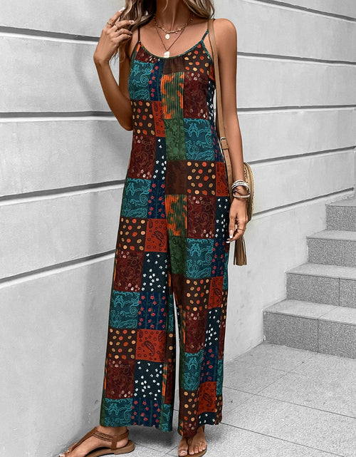 Load image into Gallery viewer, Printed Scoop Neck Spaghetti Strap Jumpsuit
