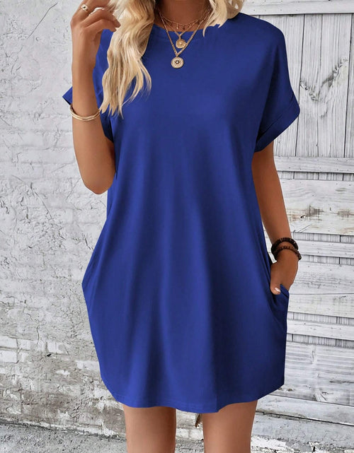 Load image into Gallery viewer, Round Neck Short Sleeve Mini Dress
