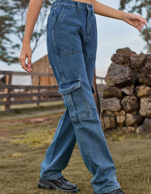 Load image into Gallery viewer, High Waist Cargo Jeans
