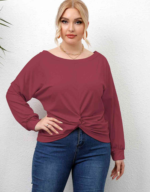 Load image into Gallery viewer, Plus Size Twisted Drop Shoulder T-Shirt

