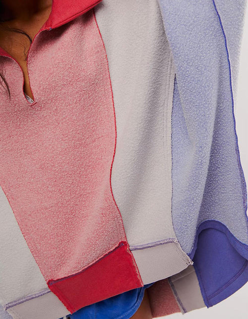 Load image into Gallery viewer, High-Low Exposed Seam Contrast Long Sleeve Sweatshirt
