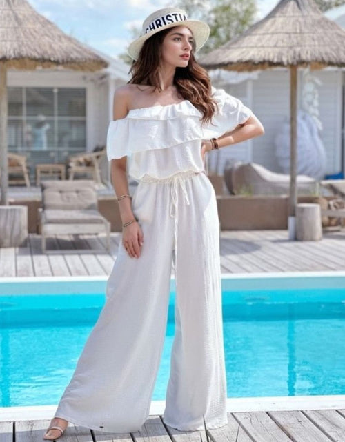 Load image into Gallery viewer, Ruffled Off  Shoulder Wide Leg Jumpsuit
