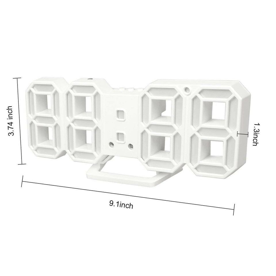 Digital 3D LED Wall/Desk Clock Alarm Big Digits Auto Brightness USB _mkpt44 by Js House