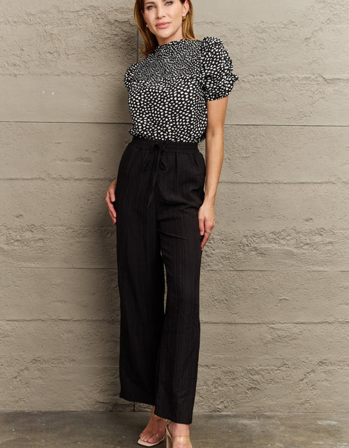 Load image into Gallery viewer, Perfee Printed Round Neck Puff Sleeve Blouse
