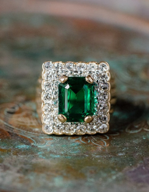Load image into Gallery viewer, Vintage Austrian Crystal Cocktail Ring 18k Yellow or White Gold Electroplated Women's Birthstne RingMade in USA by PVD Vintage Jewelry
