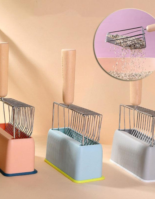 Load image into Gallery viewer, Metallic Cat Litter Scoop Set - Stylish Pet Waste Cleaning Tool With Wooden Handle by Dog Hugs Cat
