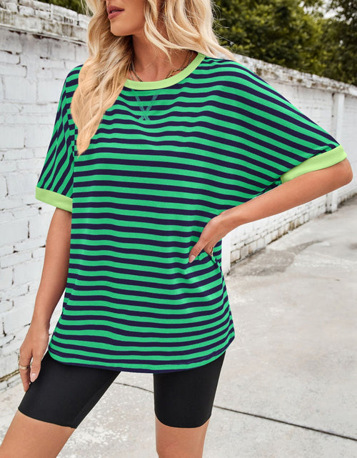 Load image into Gallery viewer, Lovelet Striped Round Neck Half Sleeve T-Shirt
