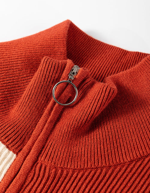 Load image into Gallery viewer, Striped Quarter Zip Cap Sleeve Sweater Dress
