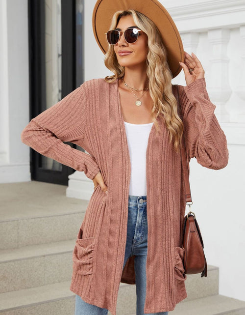 Load image into Gallery viewer, Pocketed Open Front Long Sleeve Cardigan
