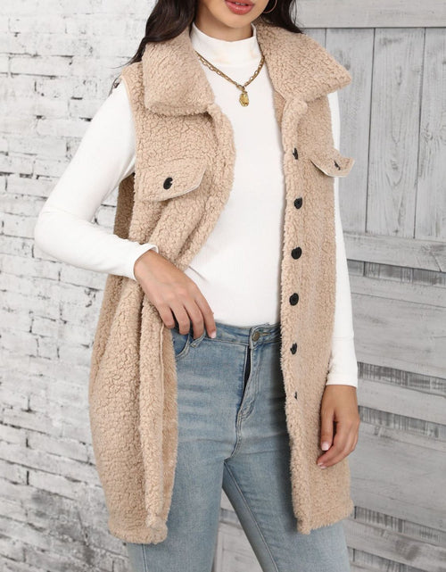 Load image into Gallery viewer, Button Up Teddy Vest Coat
