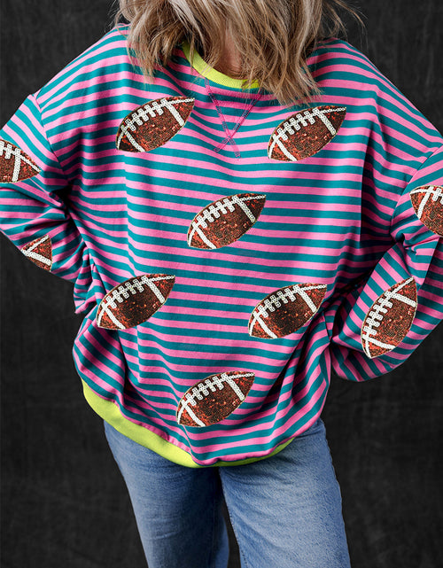 Load image into Gallery viewer, Striped Football Long Sleeve Sweatshirt
