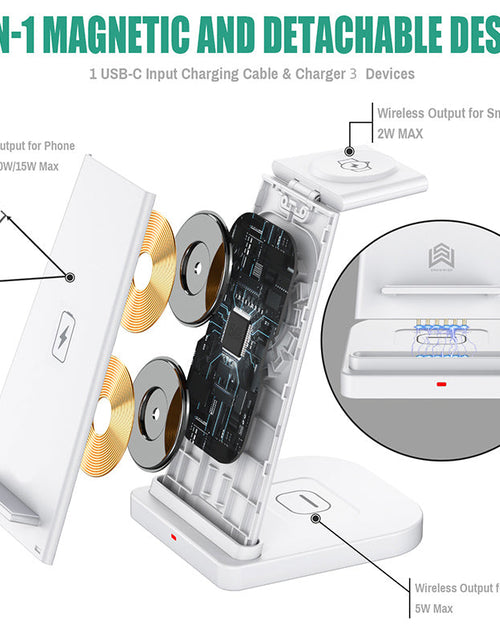 Load image into Gallery viewer, 3-in-1 Fast Wireless Charging Stand for Phones, Apple Watch &amp; AirPods by Infinite Basics
