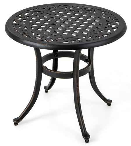24 Inch Patio Side Table with Adjustable Footpads for Poolside Backyard Balcony-Rustic Brown