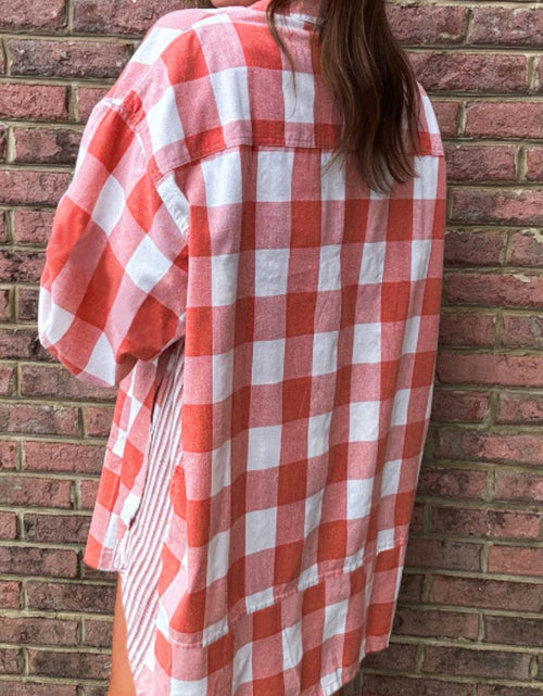 Load image into Gallery viewer, Plaid Collared Neck Long Sleeve Shirt Dress
