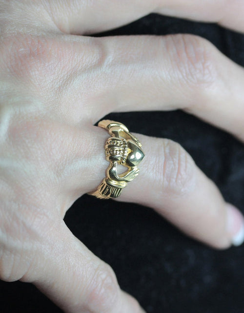 Load image into Gallery viewer, Handcrafted Vintage Ring 18k Gold Irish Claddagh Ring Antique #R1768 Antique Rings Jewelry by PVD Vintage Jewelry
