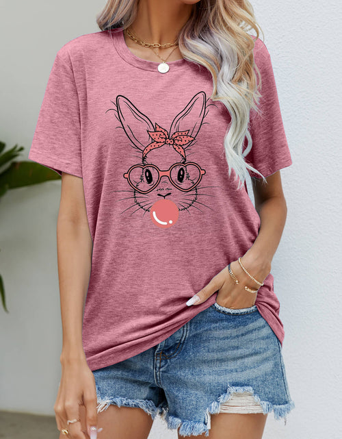 Load image into Gallery viewer, Easter Bunny Graphic Round Neck T-Shirt
