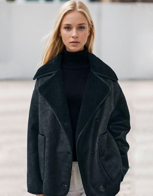 Load image into Gallery viewer, Collared Neck Long Sleeve Plush Jacket
