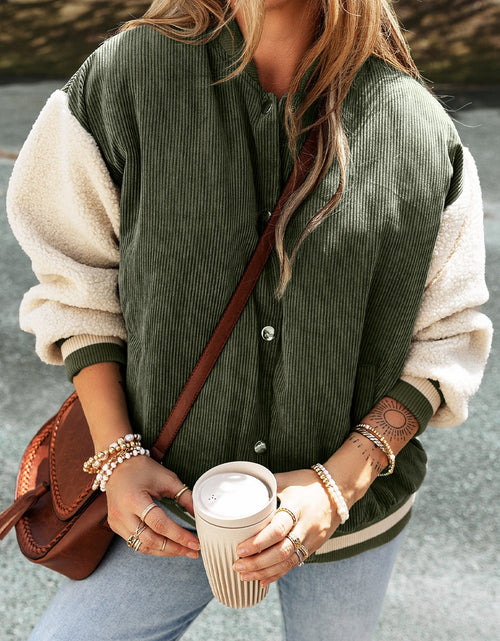 Load image into Gallery viewer, Contrast Baseball Collar Snap Down Long Sleeve Jacket
