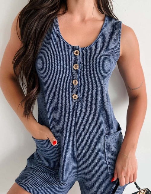 Load image into Gallery viewer, Lovelet Texture Wide Strap Romper with Pockets
