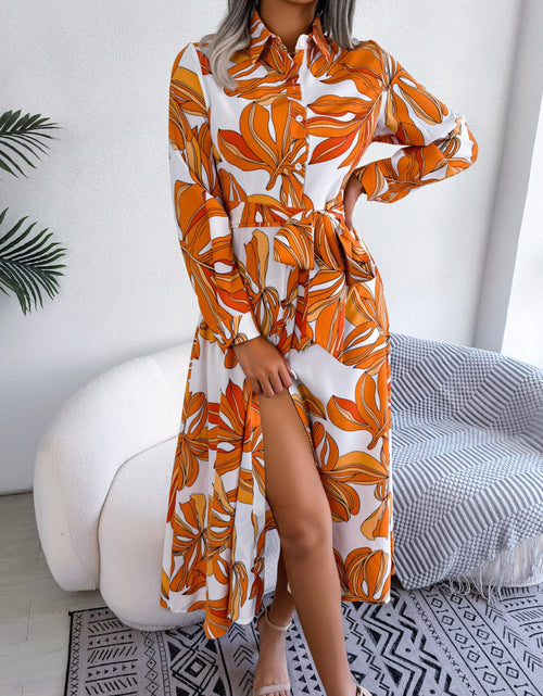 Load image into Gallery viewer, Tied Button Up Long Sleeve Dress
