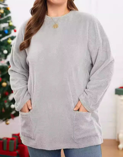 Load image into Gallery viewer, Fuzzy Round Neck Long Sleeve Top
