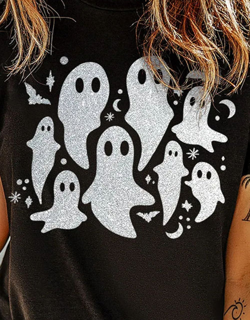 Load image into Gallery viewer, Full Size Ghost Round Neck Short Sleeve T-Shirt
