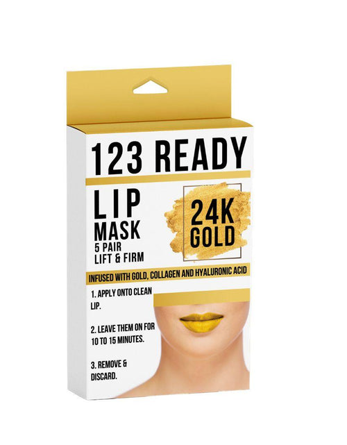 Load image into Gallery viewer, 123 Ready 24K GOLD LIFT &amp; FIRM GEL LIP PATCHES 5 PC by ZAQ Skin &amp; Body
