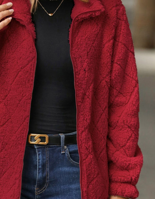 Load image into Gallery viewer, Fuzzy Pocketed Zip Up Jacket
