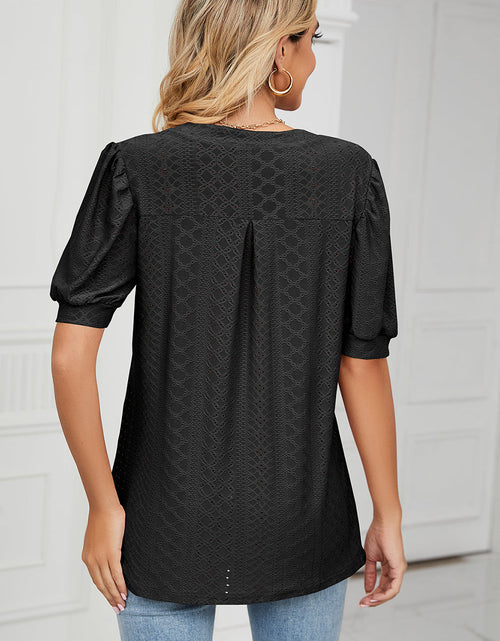 Load image into Gallery viewer, Eyelet Notched Short Sleeve T-Shirt
