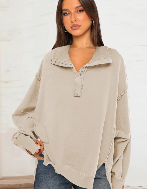 Load image into Gallery viewer, Exposed Seam Side Slit Long Sleeve Sweatshirt
