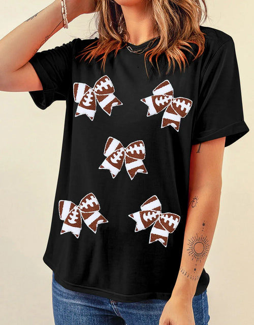 Load image into Gallery viewer, Bow Round Neck Short Sleeve T-Shirt
