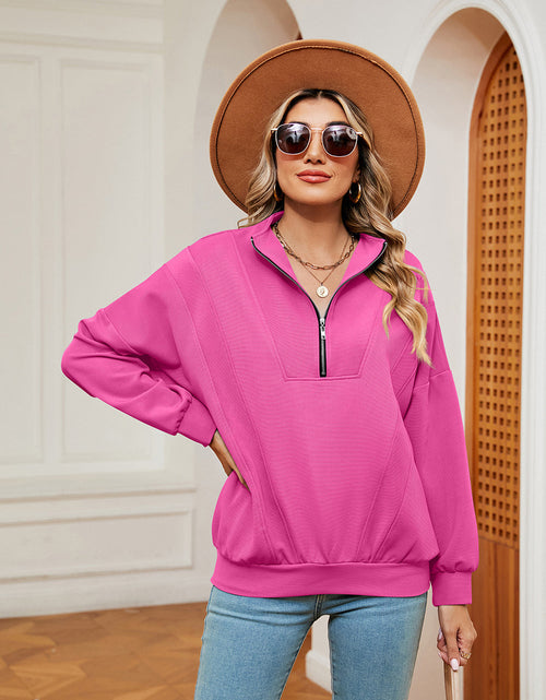 Load image into Gallery viewer, Half-Zip Dropped Shoulder Sweatshirt
