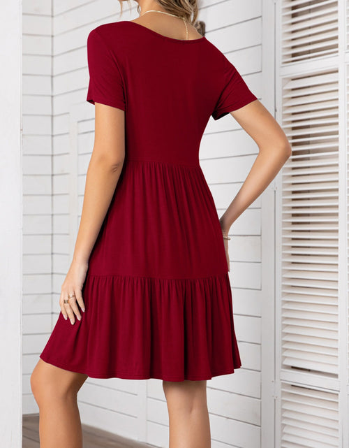 Load image into Gallery viewer, Round Neck Short Sleeve Mini Tee Dress

