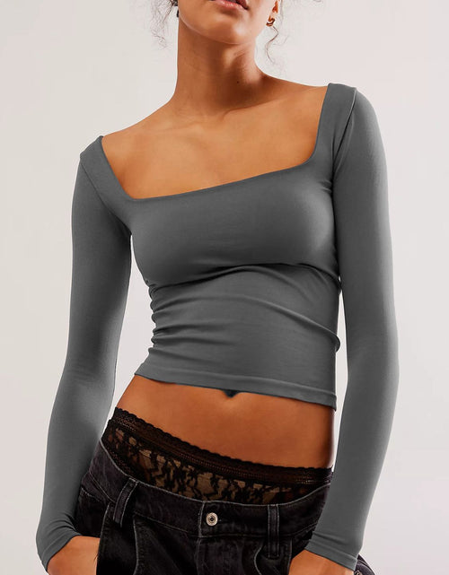 Load image into Gallery viewer, Square Neck Long Sleeve T-Shirt
