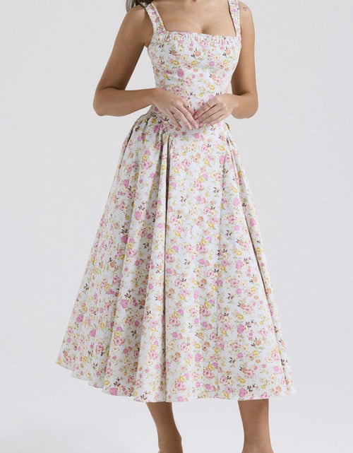 Load image into Gallery viewer, Floral Square Neck Wide Strap Midi Dress
