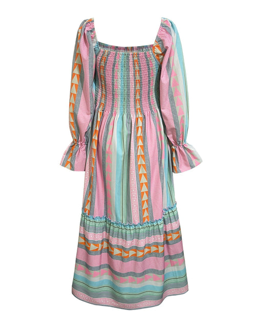 Load image into Gallery viewer, Ruffled Striped Long Sleeve Dress
