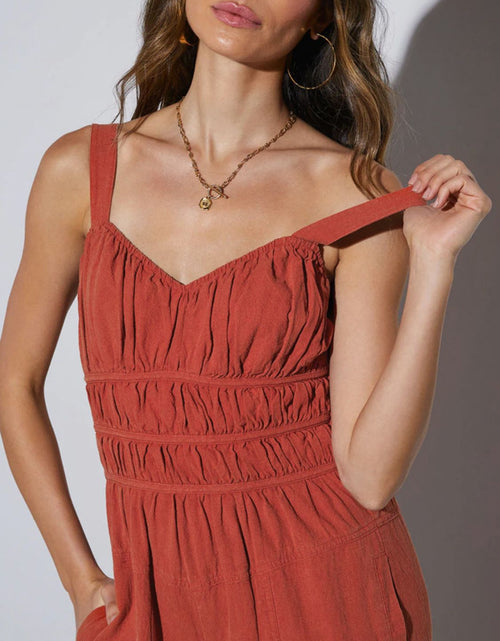 Load image into Gallery viewer, Perfee Ruched Wide Strap Jumpsuit with Pockets
