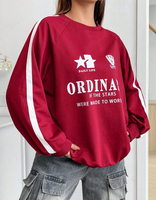Load image into Gallery viewer, Letter Graphic Round Neck Long Sleeve Sweatshirt
