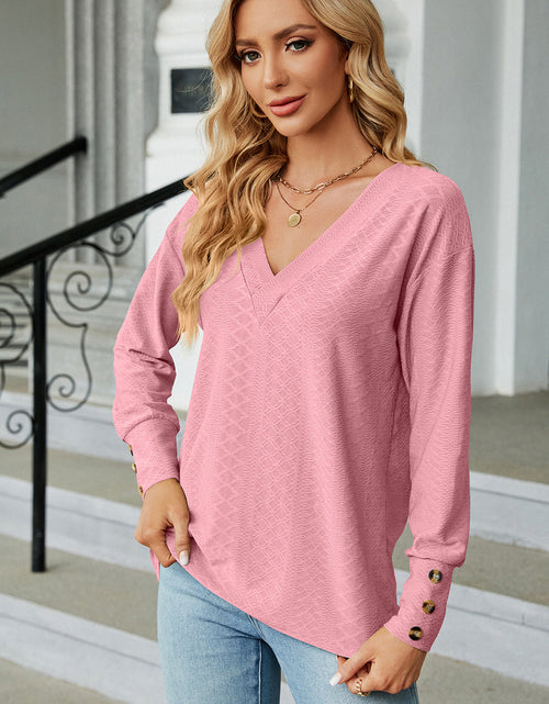 Load image into Gallery viewer, V-Neck Lantern Sleeve T-Shirt
