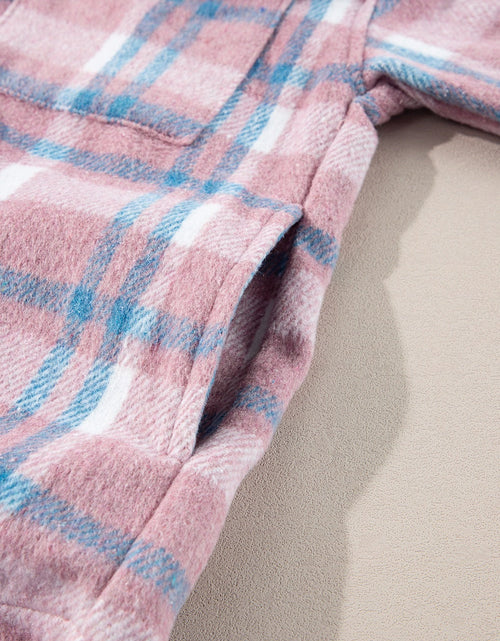 Load image into Gallery viewer, Plaid Collared Neck Flap Pockets Shacket
