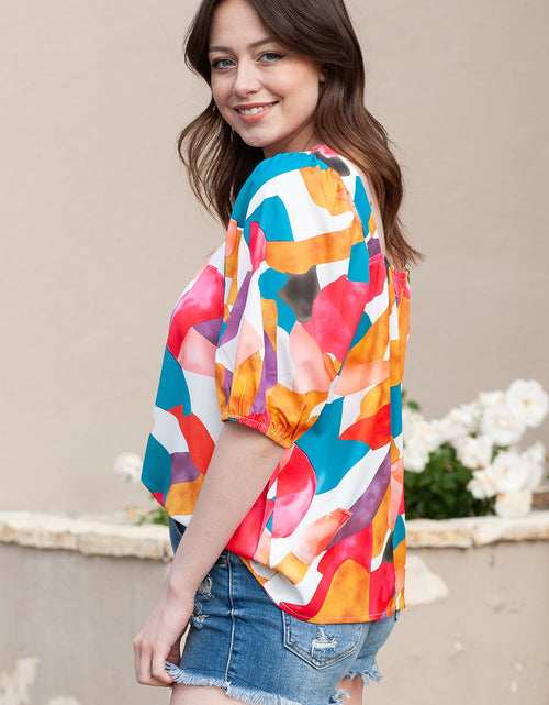 Load image into Gallery viewer, Printed Square Neck Half Sleeve Top
