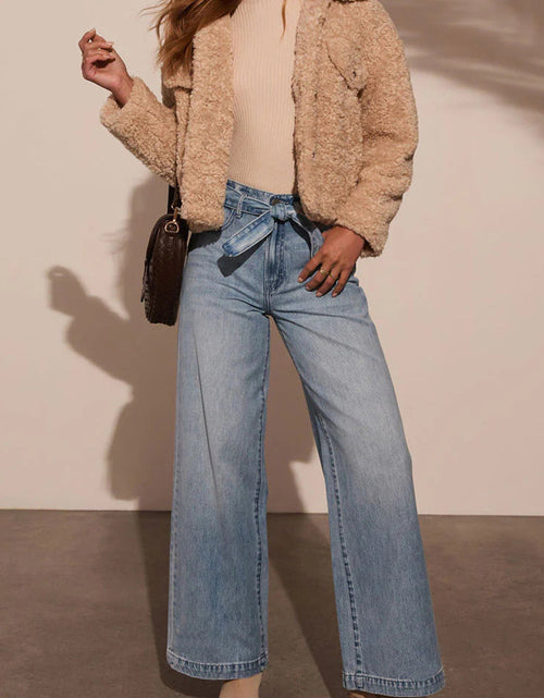 Load image into Gallery viewer, Tied Wide Leg Jeans with Pockets
