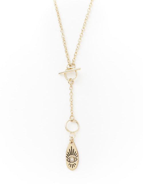 Load image into Gallery viewer, Ruchi Evil Eye Charm Gold Dainty Drop Lariat Necklace by Matr Boomie
