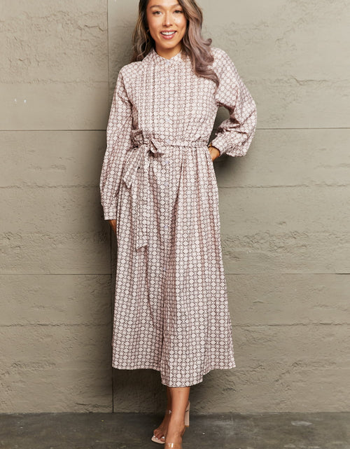 Load image into Gallery viewer, Perfee Printed Tie Waist Long Sleeve Dress
