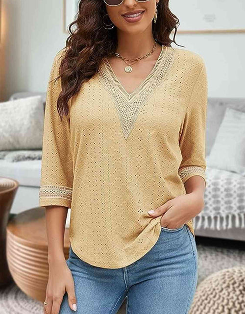 Load image into Gallery viewer, V-Neck Eyelet Blouse
