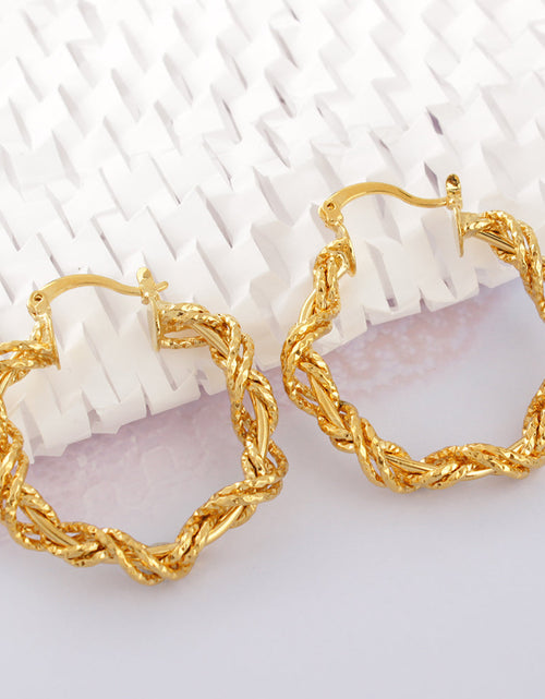 Load image into Gallery viewer, 14K Gold Solid Star Love knot Hoop Earring
