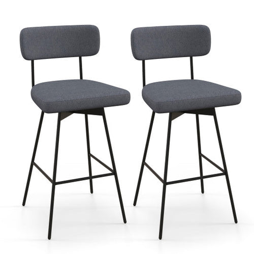 Load image into Gallery viewer, 25 Inch Counter Height Upholstered Swivel Bar Stool Set of 2-Gray
