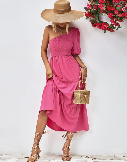 Load image into Gallery viewer, Smocked One-Shoulder Midi Dress
