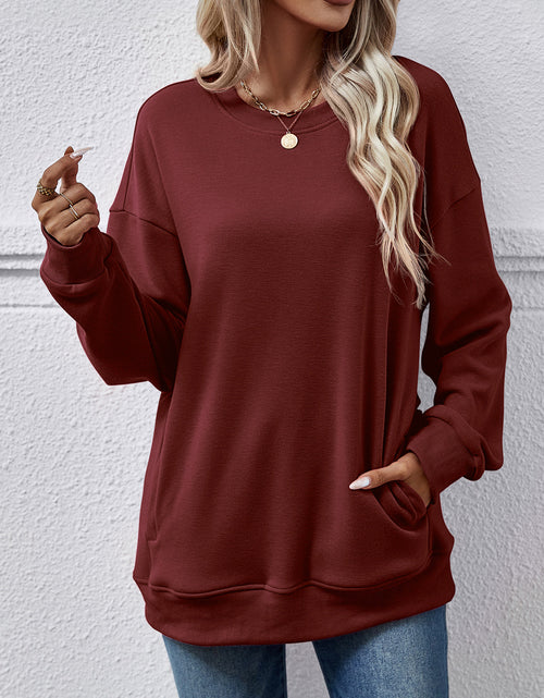 Load image into Gallery viewer, Dropped Shoulder Sweatshirt with Pockets
